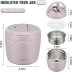 wiwens Thermo Food Jar for Hot Food Adults 32OZ Soup Thermo Lunch Containers Wide Mouth Vacuum Insulated Stainless Steel Leakproof Bento Box with Spoon (Purple)