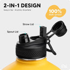 Swigina [2-IN-1 LID] Gallon Insulated Water Bottle with Silicone Boot (48hrs Cold/24hrs Hot) - DIY Stickers, Leakproof, BPA Free, 128 oz