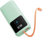 Laptop Power Bank, 24000mAh 65W Fast Charging Portable Charger with Built-in Cable, USB C Battery Pack with LED Display, Travel Essential External Battery Bank for Macbook/Notebook/Tablet/Phone Green