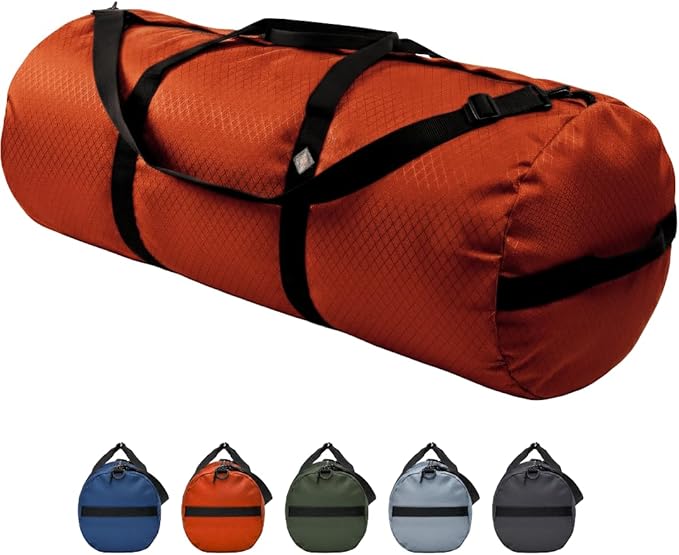 175L Extreme Duffel Bag, Heavy-Duty Gear Bag, 1050D Tuff Cloth, Diamond Ripstop, Reinforced Stitching - Orange (18” x 42")