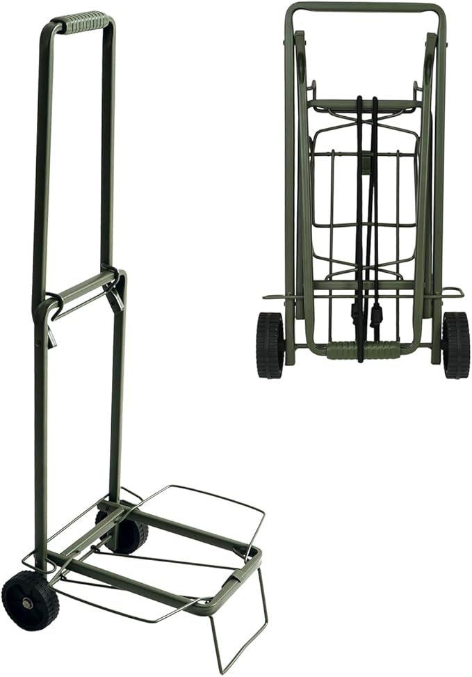 Folding Hand Truck Dolly Lightweight Aluminum Luggage Cart - 100lbs Capacity with Elastic Bungee Cord for Travel & Shopping