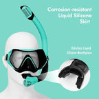 Snorkeling Gear for Adults, JRing Snorkel Mask Set with 180 Degree Tempered Glass Anti Fog Goggles Scuba Dry Top Snorkel for Swimming, Scuba Diving Mask for Men Women