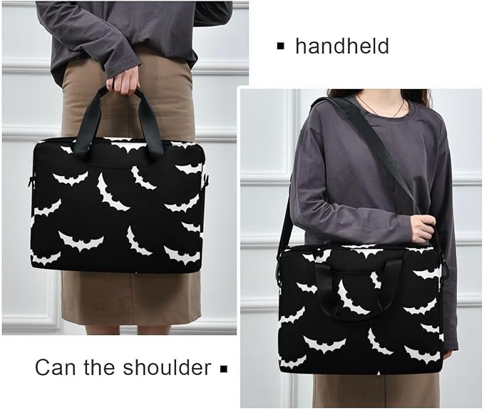 Goth Bats Halloween Laptop Case 15.6 inch Computer Bag Waterproof Laptop Briefcase Laptop Bag for Women & Men