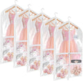 Univivi Clear PVC Dance Costume Garment Bag 40 Inch Hanging Garment Bag for Dance for Kids, with 4 Medium Clear Zipper Pockets and 1 Large Back Zippered Pocket (5 Pack)
