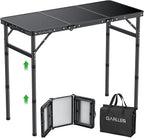 GARLLEN Folding Camping Table Max 27.5", 3-Height Adjustable Portable Camping Table with Carrying Bag, Lightweight Aluminum Folding Picnic Tables for BBQ, Travel, Outdoor, 34.2" L x 15.7" W