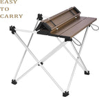 Grope Small Folding Camping Table with Aluminum Table Top, Beach Table for Sand with Carrying Bag,Prefect for Outdoor, Picnic, BBQ, Cooking, Festival (Coffee-M)