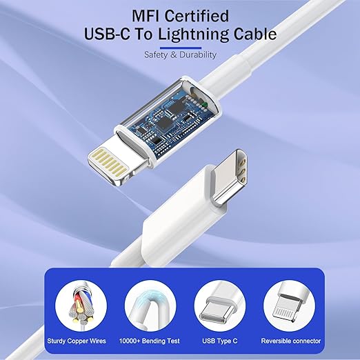 【Apple MFi Certified】Fast Charger iPhone,Fast i Phone Charging Cord 3Pack i Phone Charger Fast Charging Plug Block 6FT USB C to Lightning Cable for iPhone 14/14 ProMax/Plus/13 Mini/12/11/XR/XS,AirPods