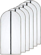 HomeClean Garment Bag (Set of 6) Plastic Garment Bags with Zipper Hanging Clothes Cover Dress Bag for Suits, Coats Closet (24'' x 40'', Black)