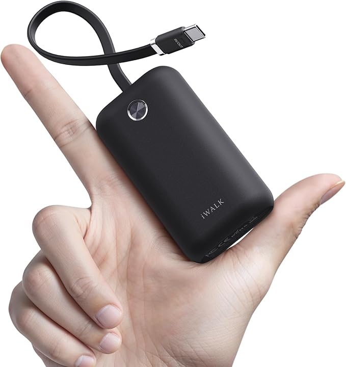 iWALK 4500mAh Portable Charger & 10000mAh Power Bank with Built-in Plug & Cable, Compatible with iPhone 15/16/16 Plus/16 Pro/16 Pro Max, Samsung Galaxy S25/S24/S23 Android