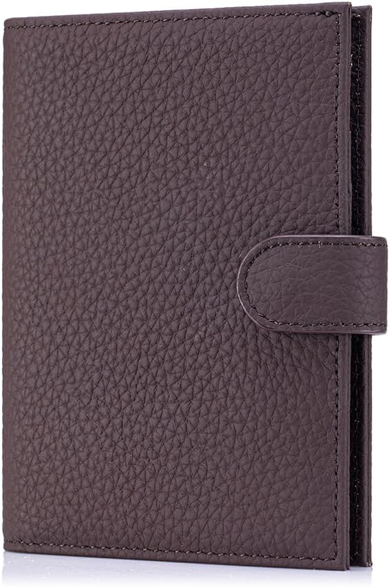 Genuine Leather Passport Wallet with RFID Blocking – Slim Travel Passport Holder with Card Slots, Zipper Coin Pocket & Cash Sleeve, Classic Travel Wallet (Coffee Brown)