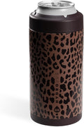 HydroJug Standard Can Cooler - 2-in-1 Insulated Can Cooler Cup - Stainless Steel Can Holder with Non-Slip Rubber Base - Screw-Top Lid - Dishwasher Safe - 16oz, Brown Leopard
