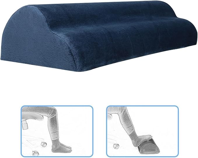 Foot Rest Under Desk Ergonomic Footrest Cushion Pillow Leg Rest Support Flannel Foam Material Suitable for Office Home Car Airplane Travel Men Women, Dark Blue