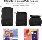 Travel Foot Rest Pillow, Portable Inflatable with Double Hand Pump Adjustable Three Layers Height Pillow for Foot Rest on Airplanes,Cars,Buses,Trains,Office Kids to Sleep on Long Flights (Black)