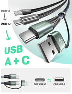 AINOPE USB C to USB C Cable, 16 FT USB C Cable Fast Charging with USB to USB C Adapter, 60W USB to USBC Cable for iPhone 17 Pro Max Air Type C Cable for iPhone 16/15/14/13/12, Grey