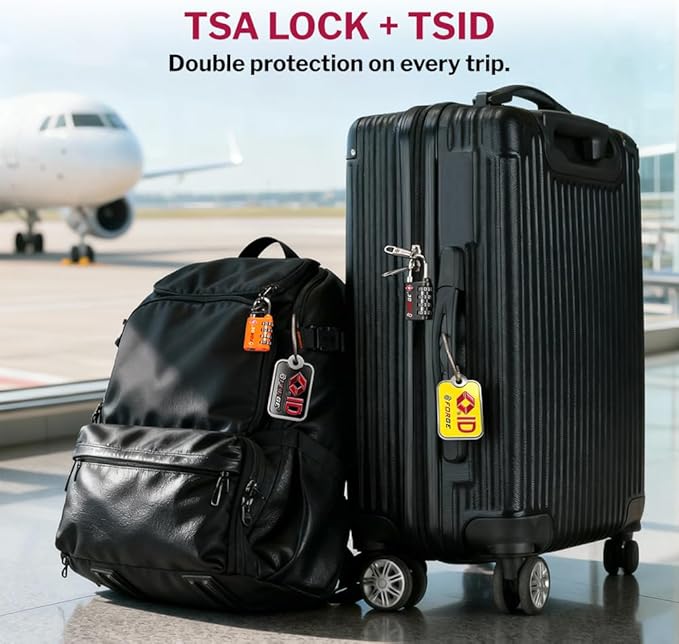 Forge Dual-Opening: Key or Combination Lock, TSA Approved Lock for Luggage, Pelican case, Travel, Gym, School, Luggage Combination Lock, Travel Bag Lock (Orange 2 Locks and 2 ID)