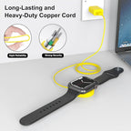 Fast Charger for Apple Watch Charger, Magnetic iWatch Charger to USB A Cable 3.3FT with USB A Wall Plug Adapter for Apple iWatch Series Ultra/10/9/8/7/6/SE/5/4/3/2 (Yellow)