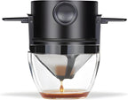 Pour Over Coffee Maker, Manual Drip Coffee 250ml Cup with Stainless Steel Mesh Filter, to Clean for Home,Office, Travel, Camping, Portable Coffee Kit, Black