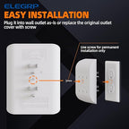 ELEGRP 6-Outlet Extender with Central Anchor, 3-Prong Grounded Wall Tab, Multiple Outlet Extender with 6 Electrical Outlets, ETL Listed, 1 Packs, White