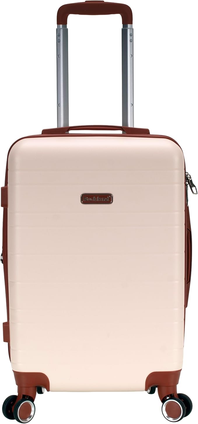 Rockland Palm Beach Hardside 2 Piece ABS Luggage Set, (20"/27"), Ivory