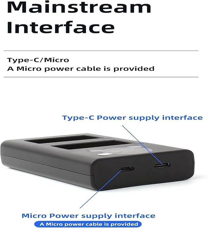 DMW-BLC12 Camera Battery Dual Charger, USB Portable, for G95/G85/G7/FZ1000 BP-DC12 BP-51, Dual Slot Fast Charger, with Micro USB Cable
