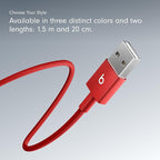 Beats USB-A to USB-C Woven Cable Fast Charging Durable and Tangle-Free Design Compatible Charger for Apple & Android Devices (1.5 m, 5 ft) - Rapid Red