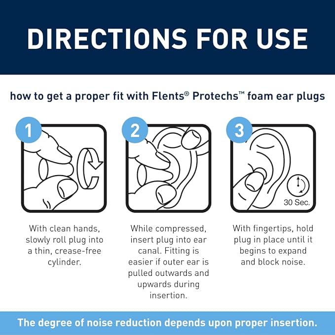 Flents Protechs Foam Ear Plugs, 50 Pair for Sleeping, Snoring, Loud Noise, Traveling, Concerts, Construction, Studying, Work, Shooting, Contour to Ear, NRR 33, Noise Cancelling, Green, Made in the USA