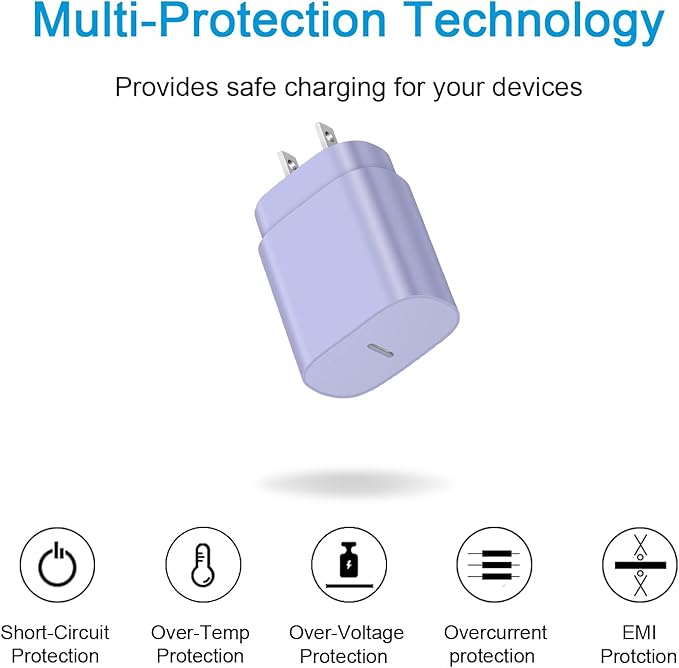 Type C Charger Fast Charging for iPhone 17 16 15,USB C Samsung Chargers Block 25W Super Fast Chargers for Samsung Galaxy S25/S24 S23 S22 S21/iPhone Air/17/17 Plus/17 Pro Max/16 Pro Max/15 Plus(Purple)