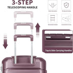 Somago Luggage Sets and Packing Cube Travel Set Lightweight Hardside Polypropylene Suitcases with Double Spinner Wheels and TSA Lock,Elegant Purple