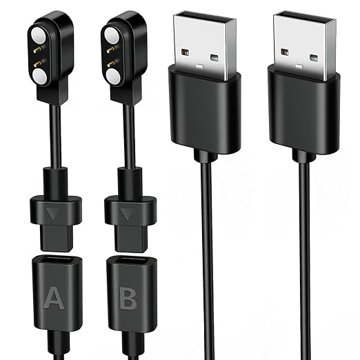 2-Pack AB284 Reversible Smart Watch Charger – Innovative Magnetic Charging Cable, Solves Polarity Mismatch, Universal for All 2.84mm-Pin-Pitch Devices: Select Bone Conduction & Open-Ear Headphones