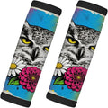2 Pack Luggage Handle Wrap with Travel Tags - Non-Slip Protective Cover Soft Handle Grips Covers for Suitcase(Graffiti Owl Flowers)