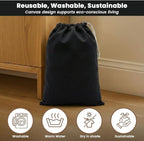 LFH Cotton Rich Shoe Storage Bags with Drawstring, Dustproof Breathable Reusable Organizer, Perfect For Travel, Dorm, Hotel, College, Gym, Machine Washable 12"x17" (Pack of 6) - Black sand
