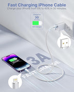 iPhone Charger 10 ft 2Pack [Apple MFi Certified] Long iPhone Charger Cord Fast Charging USB to Lightning Cable Braided iPhone Charging Cord for iPhone 14 13 12 11 Pro Max XR XS X 8 7 6 Plus SE, iPad