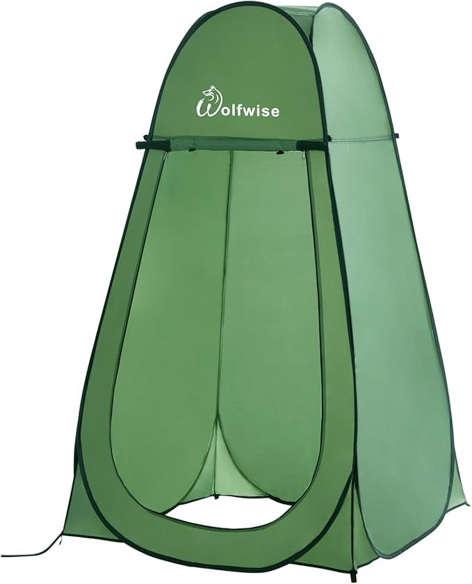 Wolfwise Pop Up Shower Tent, Portable Instant Changing Tent with Ventilation Window & Carry Bag, Privacy Bathroom Toilet for Beach, Camping & Outdoor, Width 47 ", Height 83 ", Green