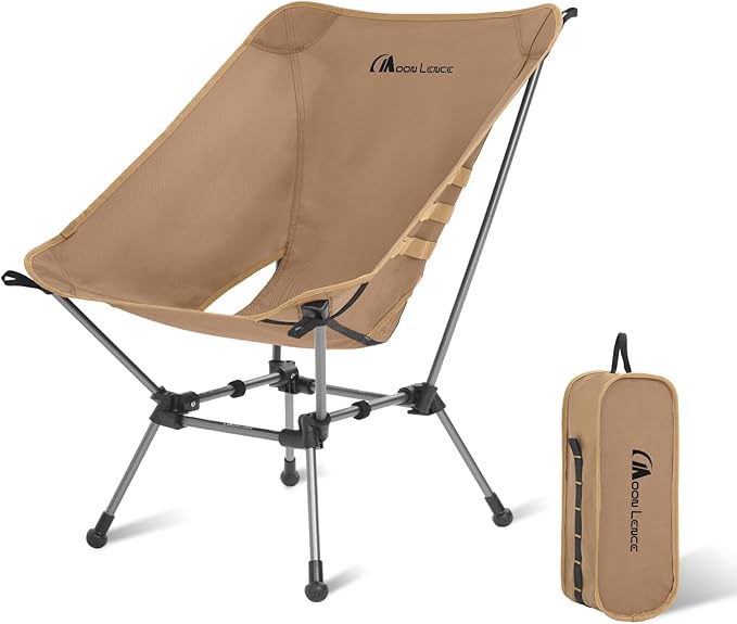 MOON LENCE Portable Camping Chair Plus, Larger & Roomier, Compact and Lightweight Still, Folding Chair for Backpacking & Hiking, 330Lbs Capacity (Desert Rust)