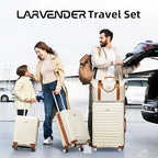 LARVENDER Luggage 6 Piece Expandable Luggage ABS Hardshell Carry on Suitcase with Spinner Wheels TSA Lock, Large Checked Travel Suitcase for Women and Men, Cream White(16/20/24/28/DB/TB)