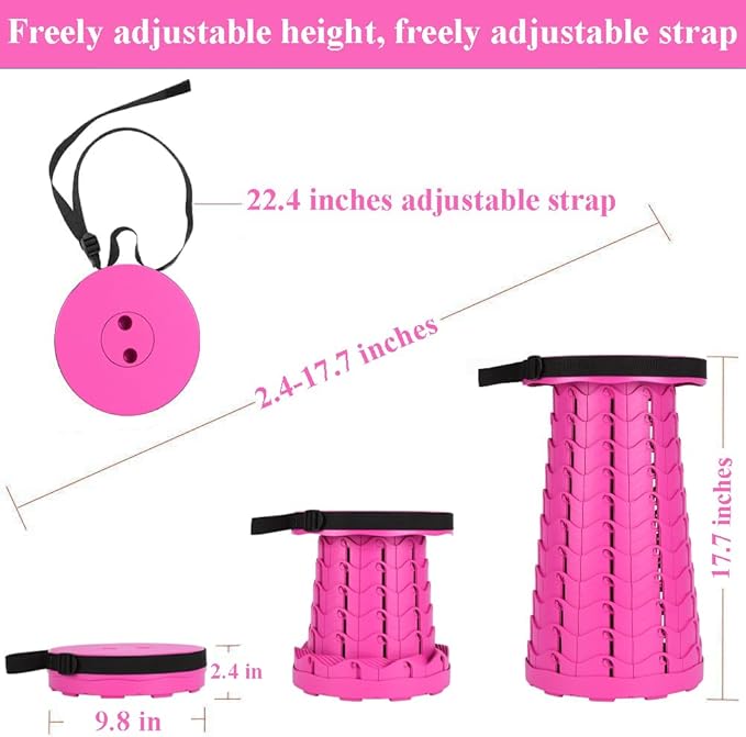 Fishboy Upgraded Collapsible Stool, 400lbs Max Weight, Lightweight But Sturdy, Portable Retractable Folding Telescoping Foldable Camping Stool for Adults Outdoor Fishing Hiking BBQ