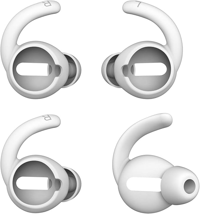Anti-Slip Earhooks Soft Silicone Skin Compatible with Apple Airpods 2 & 1 Lightweight Sound Quality Enhancement for Headphones Outdoor Activities in-Ear EarHook 2 Pairs White