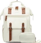 LOVEVOOK Laptop Backpack for Women Work Travel, Large Capacity Computer Backpack Purse, Nurse Bags Doctor Teacher Business Laptop Bag, Fashion College Backpack Casual Daypack, 17 Inch, Beige-brown