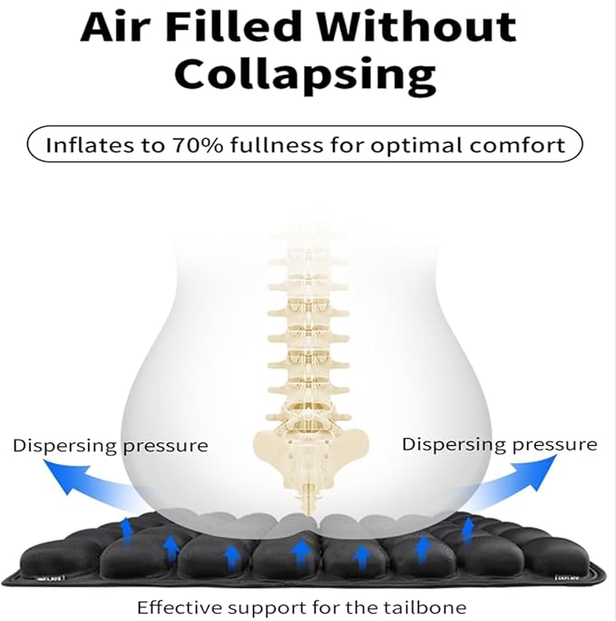 MUGUOY Travel Cushion Airplane Seat, Portable Airplane Seat Cushion for Long Flights,42 Bubbles Pressure Relief Inflatable seat Cushion for Air Travel