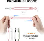 24Pcs Silicone Cable Straps Cord Organizer for Bundling Earphone, Phone Charger, Computer Cords, Reusable Cable Ties Wire Organizer in Home,Office,Kitchen,School (4 Colors)
