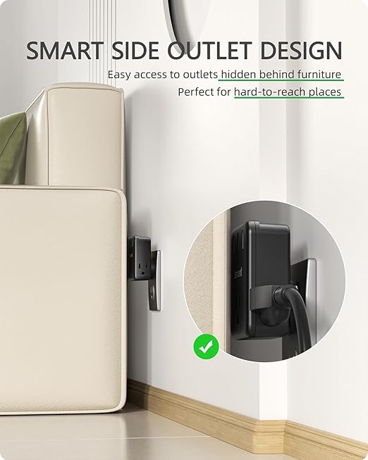 LENCENT Multi Plug Outlet Extender, 2 Pack, USB Brick, 3 Outlets Splitter with 3 USB Ports, Wall Charger, 3 Prong Power Charging Box Expander for Home, Office, Hotel - Black