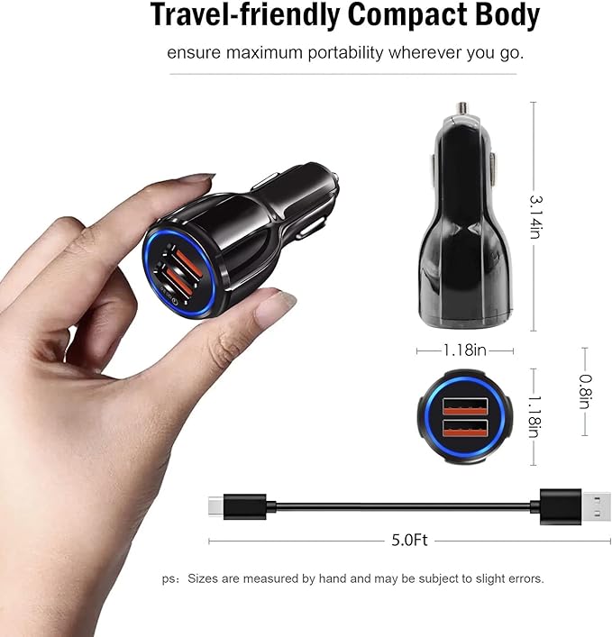 Fast Car Charger Android USB Type C Charging Cable Cord fit for TCL Flip Pro, Alcatel Go Flip 4, Cricket Icon 2/3 Icon 4, Ovation 2,Sonim XP8, Jitterbug Smart 3 Smart 4,Moto,Samsung,IPhone 15,LG Phone