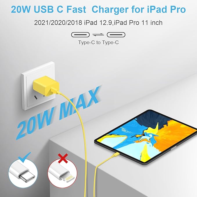 iPhone 17 16 15 Charger Fast Charging, [ETL Certified] 2 Pack 10FT USB C Charger Cable with 20W Type C Fast Charging Block for iPhone 17/17 Pro/17 Pro Max/16/16 Pro/16 Pro max/16 Plus/15（Yellow）