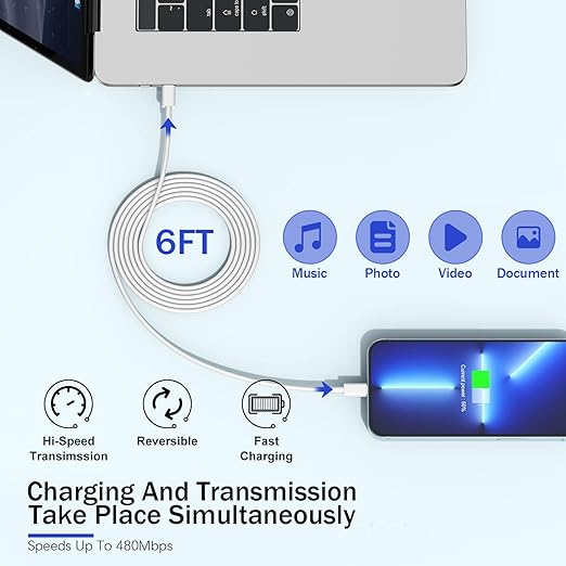 【Apple MFi Certified】Fast Charger iPhone,Fast i Phone Charging Cord 3Pack i Phone Charger Fast Charging Plug Block 6FT USB C to Lightning Cable for iPhone 14/14 ProMax/Plus/13 Mini/12/11/XR/XS,AirPods