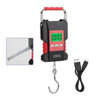 50kg Digital Hanging Scale with Hook, Portable Luggage Scale with Built‑in 1.5m Tape Measure – for Travel and Parcels