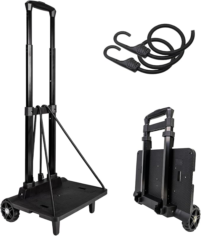 Folding Backpack Luggage Cart with Elastic Straps, Lightweight Aluminum Frame for Travel, Work & Daily Use
