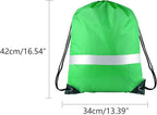 KUUQA 12 Pcs Drawstring Backpack Bag Bulk Reflective Backpack Green String Bags Cinch Sack Backpack for Team Yoga Sport Gym Traveling