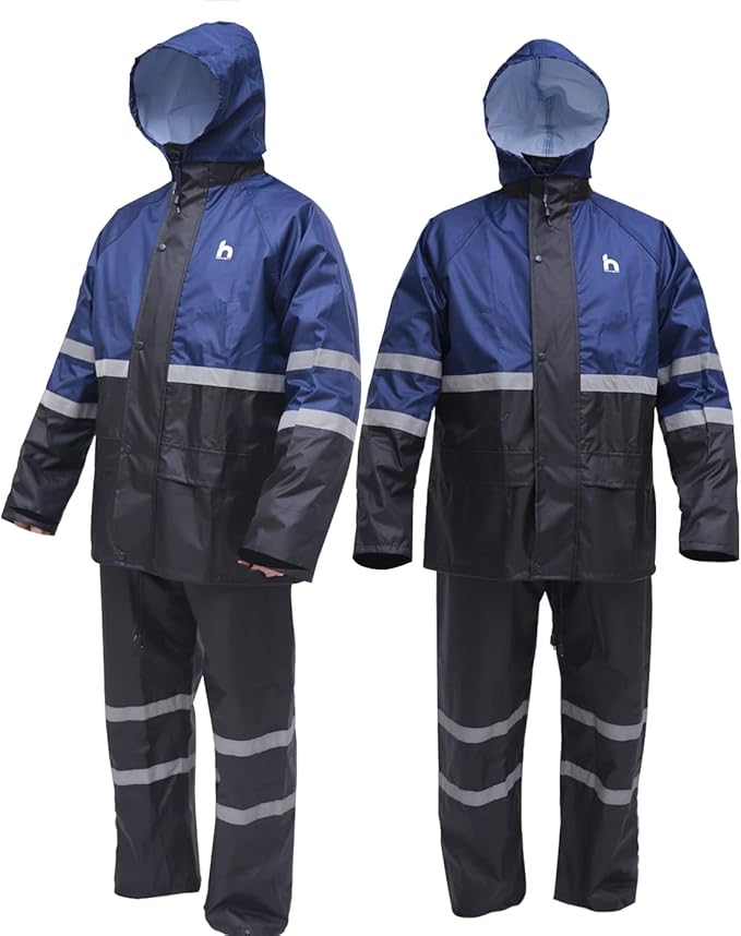 Rain Suit, High Visibility Reflective Safety Jacket, Lightweight Rain Gear, Waterproof Rain Jacket with Pants