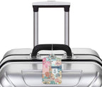 2 Pack Luggage Tags for Suitcases, PU Leather Bag Tag with Privacy Cover Address Card Travel Essentials-Summer Beach Collage