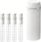 2026 New 4 in 1 Travel Dispenser Bottle, Refillable Leak Proof Travel Bottles for Toiletries, Portable Travel Containers Cream Transparent with Scale and Label for Shampoo Lotion Conditioner (White)
